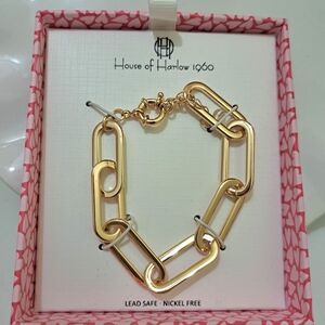 House of Harlow 1960 Paper Clip Oval-Link Gold Filled Plated Chain Bracelet